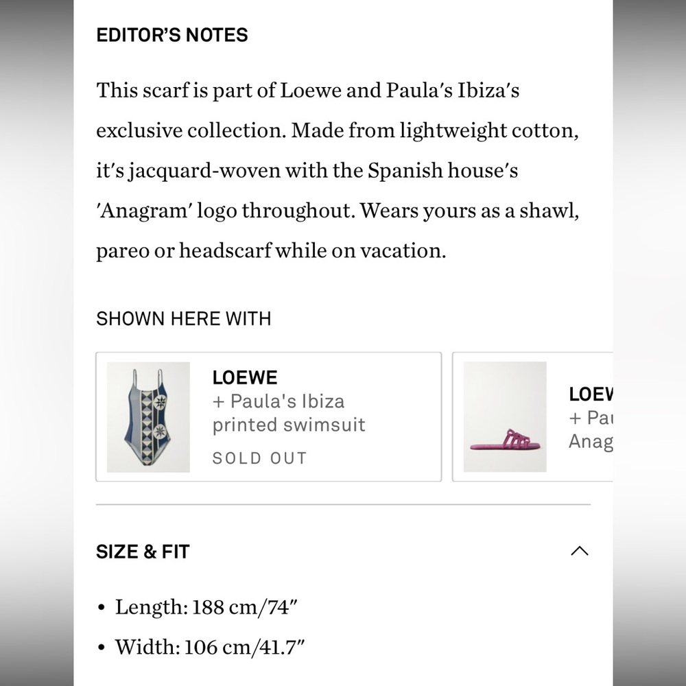 Loewe Paula’s Ibiza Brown Cotton Scarf, Sarong, or Pareo - Picture 5 of 5